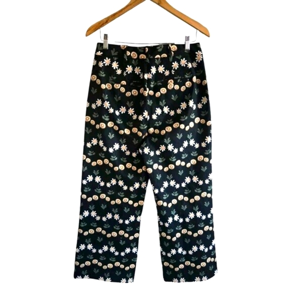 BODEN High Waisted Richmond Trouser Pants Women's 12R Black Floral Pockets - Picture 6 of 8